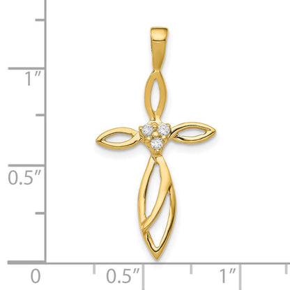 10K Gelbgold 10K Aa Diamant Kreuz Anhänger