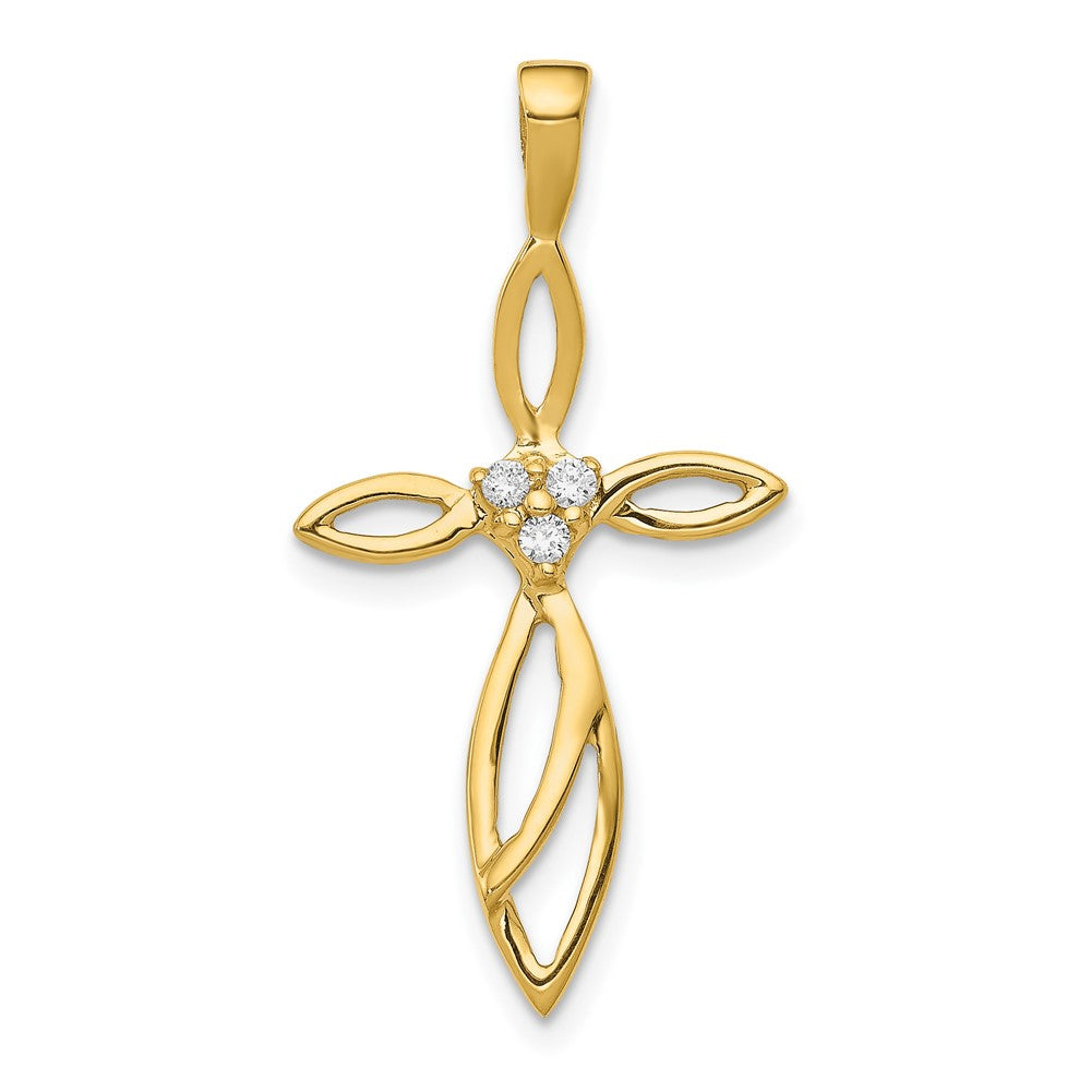 10K Gelbgold 10K Aa Diamant Kreuz Anhänger