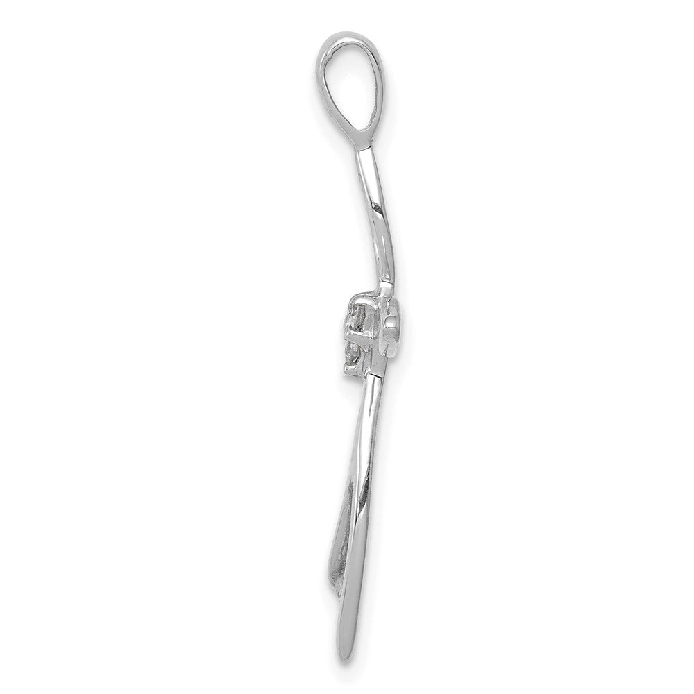 14K Weißgold AA Diamant-Kreuzanhänger, echt