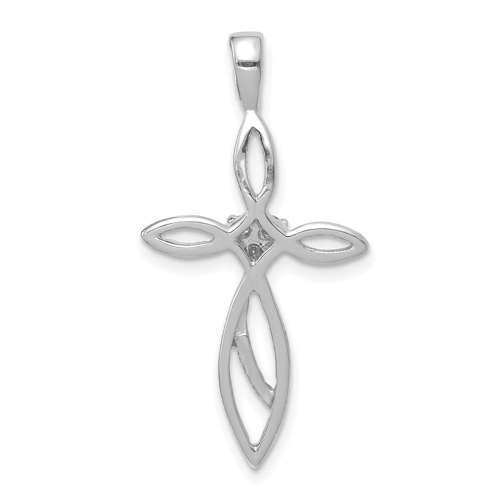 14K Weißgold AA Diamant-Kreuzanhänger, echt