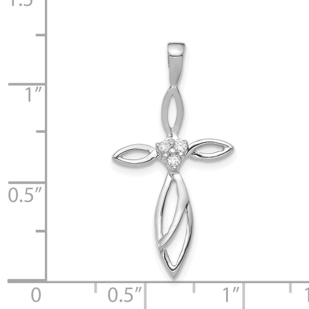 14K Weißgold AA Diamant-Kreuzanhänger, echt