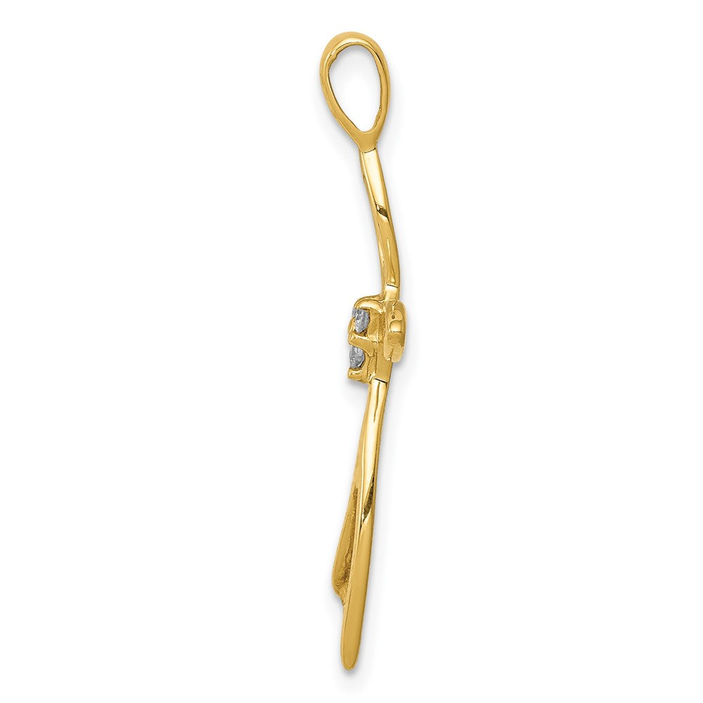 14K Gelbgold AA Echtdiamant-Kreuzanhänger