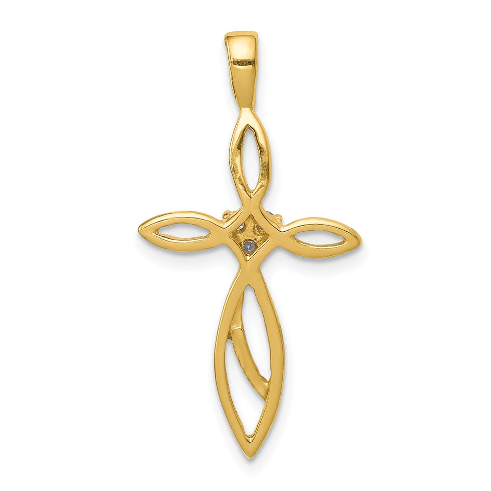 14K Gelbgold AA Echtdiamant-Kreuzanhänger