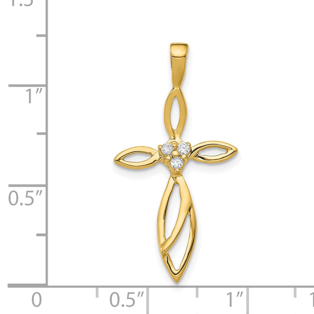 14K Gelbgold AA Echtdiamant-Kreuzanhänger