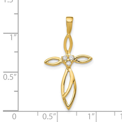 14K Gelbgold AA Echtdiamant-Kreuzanhänger