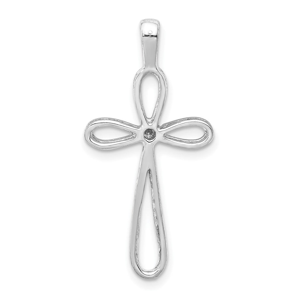 14 Karat Weißgold AA Echter Diamant Kreuz-Anhänger