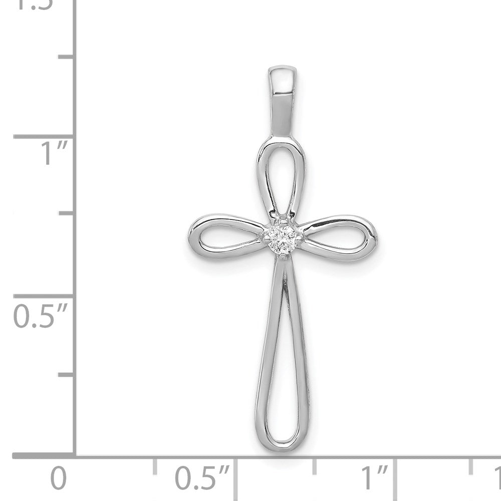 14 Karat Weißgold AA Echter Diamant Kreuz-Anhänger