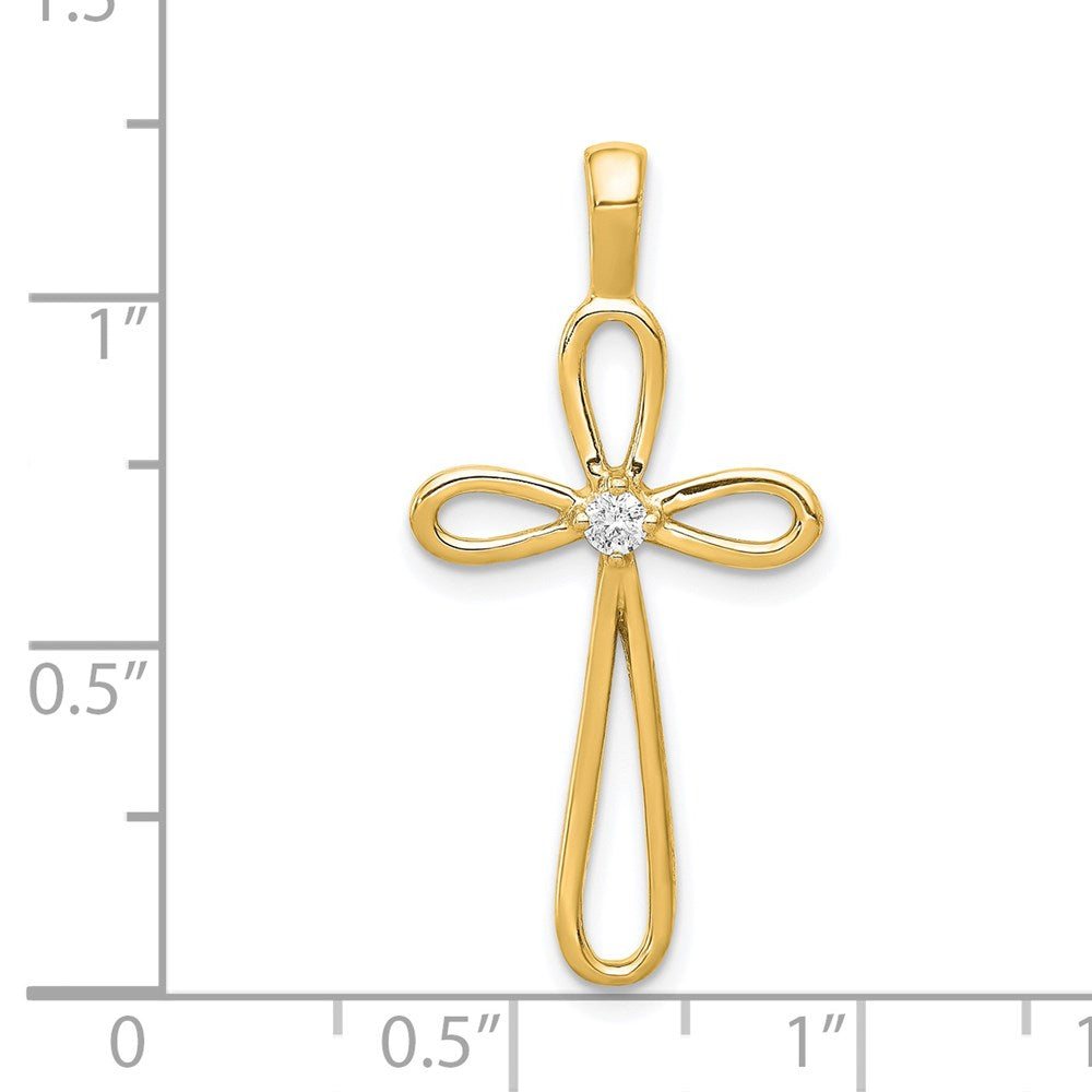 14K Gelbgold AA Echtdiamant-Kreuzanhänger