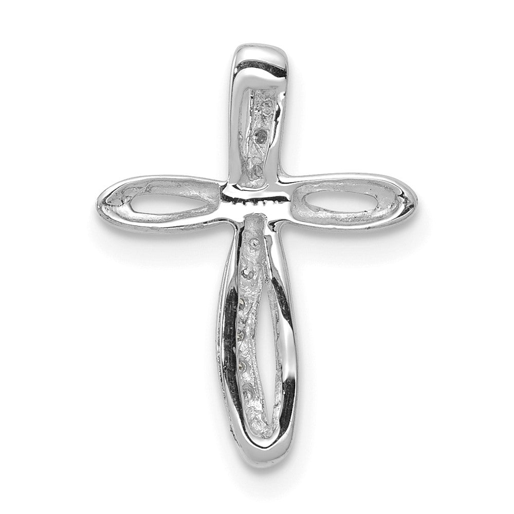 14K Weißgold AA Echtdiamant-Kreuzanhänger