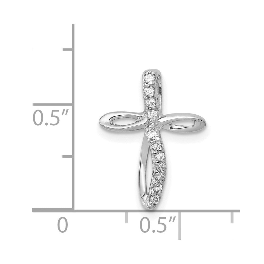 14K Weißgold AA Echtdiamant-Kreuzanhänger