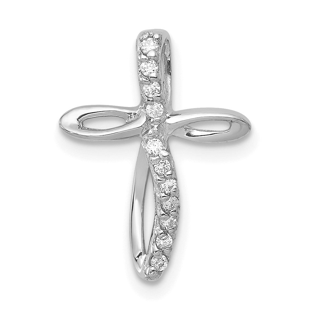 14K Weißgold AA Echtdiamant-Kreuzanhänger