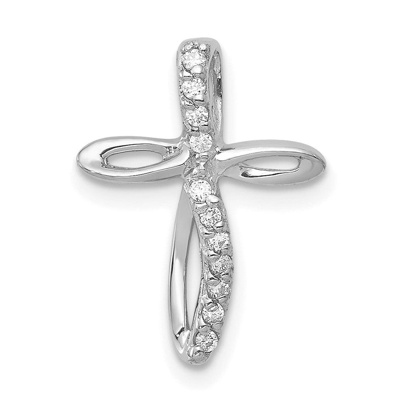 14K Weißgold AA Echtdiamant-Kreuzanhänger