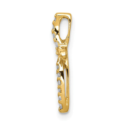 14K Gelbgold Kreuzanhänger mit echten AA Diamanten