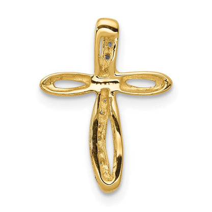 14K Gelbgold Kreuzanhänger mit echten AA Diamanten