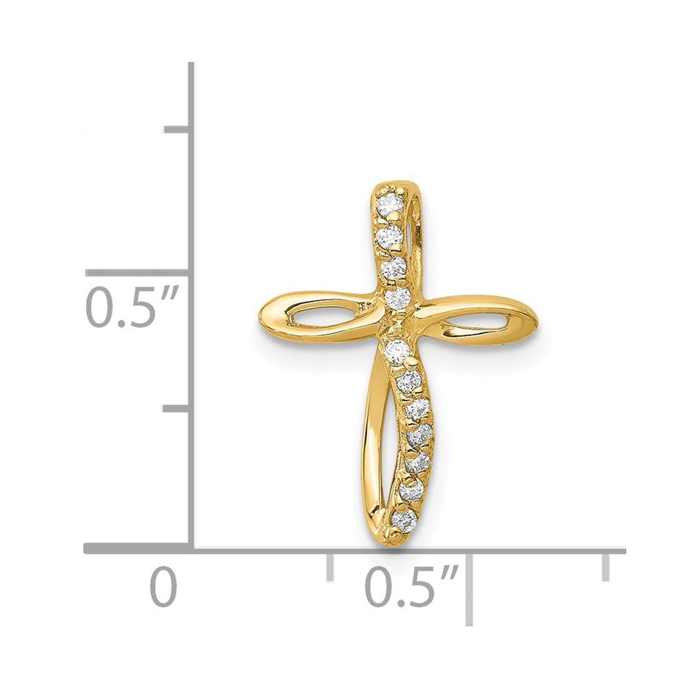 14K Gelbgold Kreuzanhänger mit echten AA Diamanten