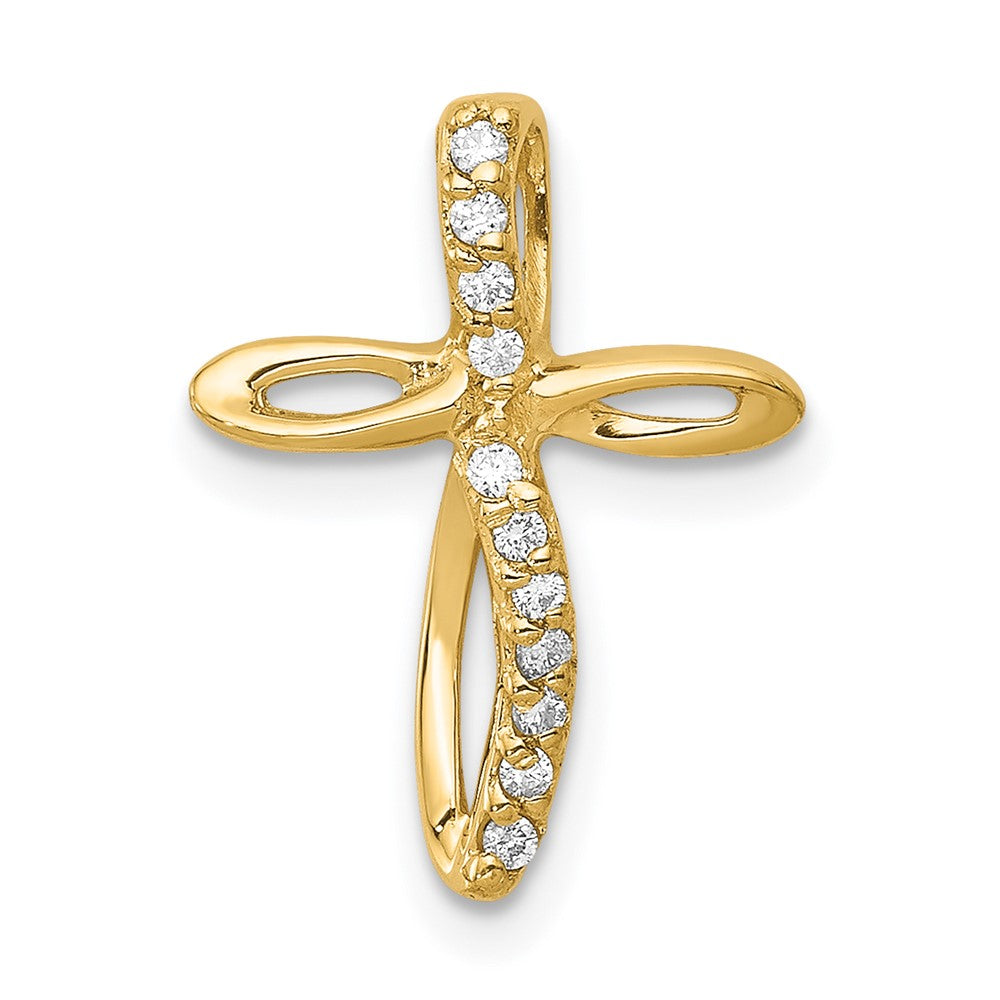 14K Gelbgold Kreuzanhänger mit echten AA Diamanten