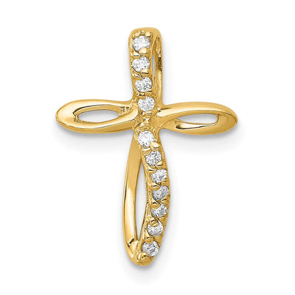 14K Gelbgold Kreuzanhänger mit echten AA Diamanten