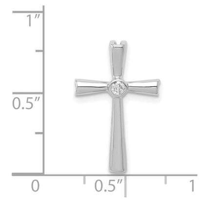 14K Weißgold Aa Echt Diamant Kreuz Kette Anhänger