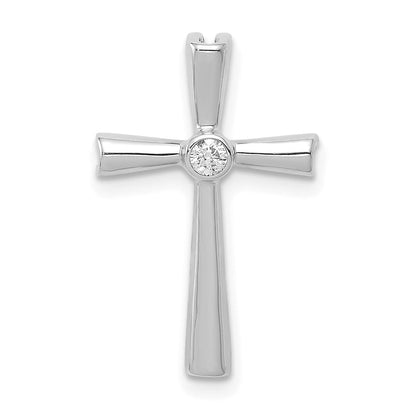 14K Weißgold Aa Echt Diamant Kreuz Kette Anhänger