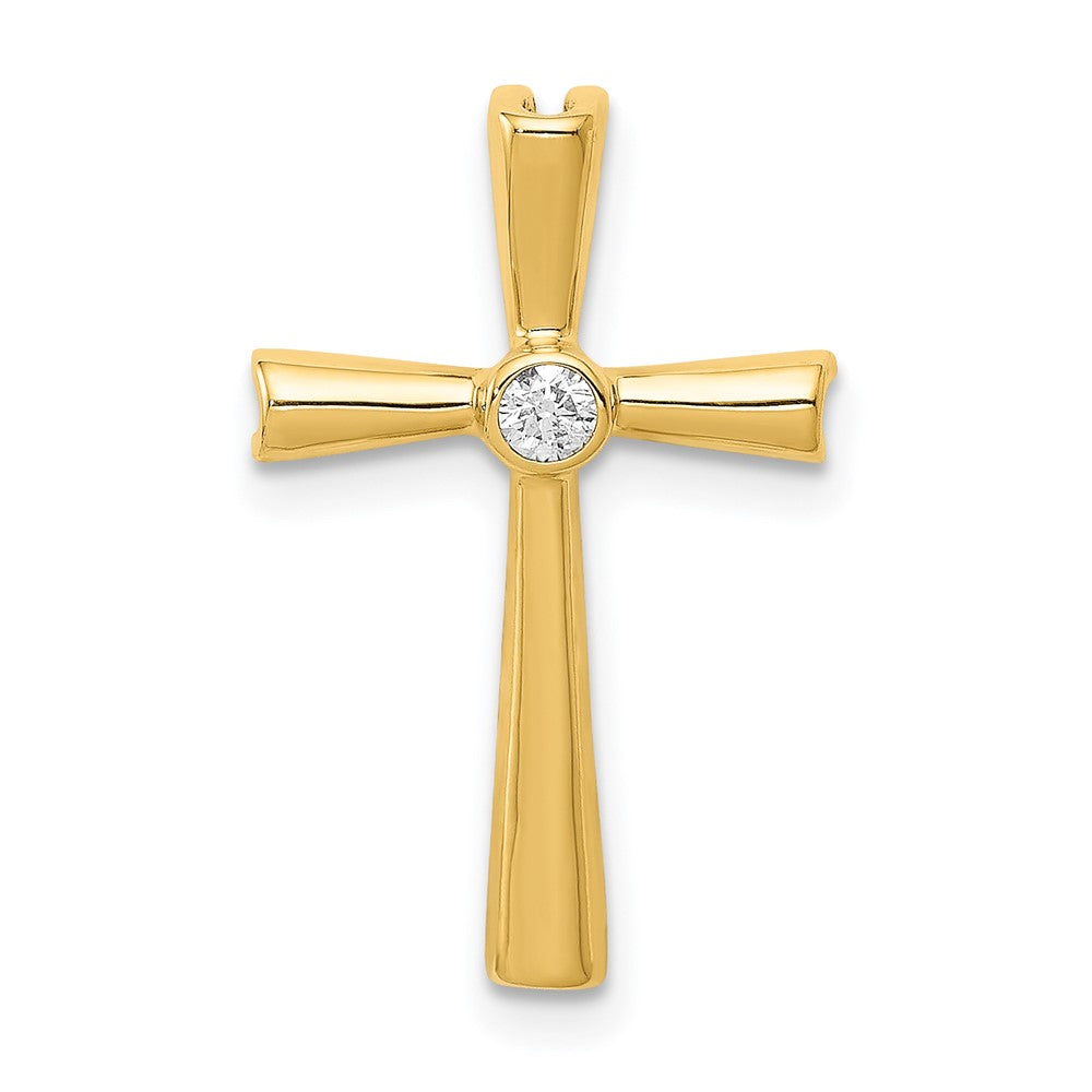 14K Gelbgold Kreuzanhänger mit echten AA-Diamanten