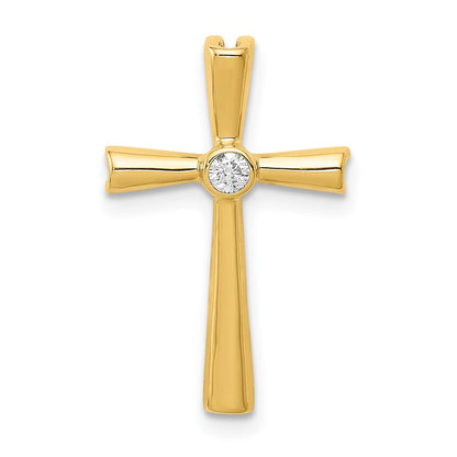 14K Gelbgold Kreuzanhänger mit echten AA-Diamanten