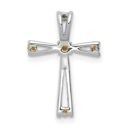 14K Weißgold AA Diamant-Kreuzanhänger (echt)