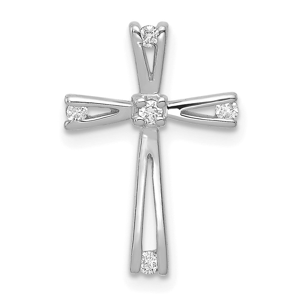 14K Weißgold AA Diamant-Kreuzanhänger (echt)