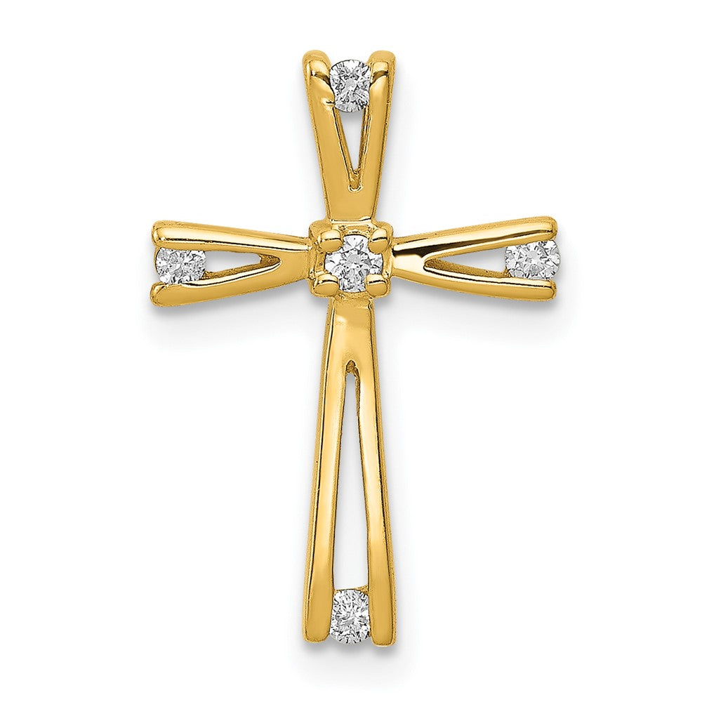 14K Gelbgold Kreuzanhänger mit echten AA-Diamanten