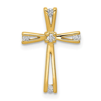 14K Gelbgold Kreuzanhänger mit echten AA-Diamanten
