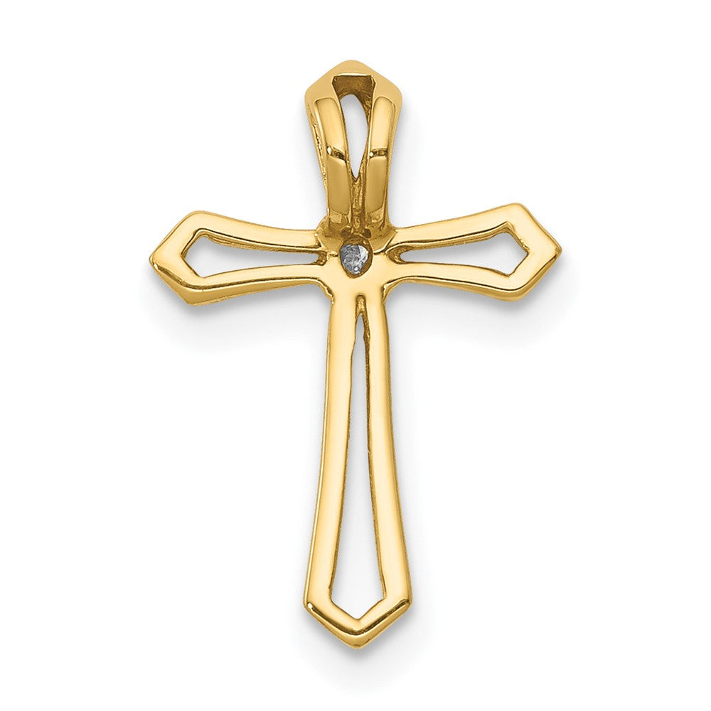 14K Gelbgold AA Echtdiamant-Kreuzanhänger