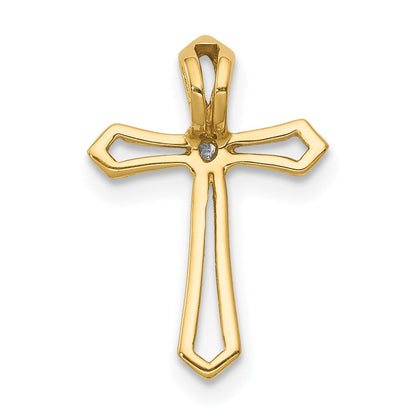 14K Gelbgold AA Echtdiamant-Kreuzanhänger