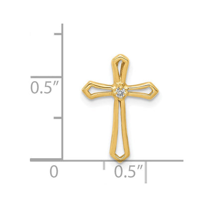 14K Gelbgold AA Echtdiamant-Kreuzanhänger
