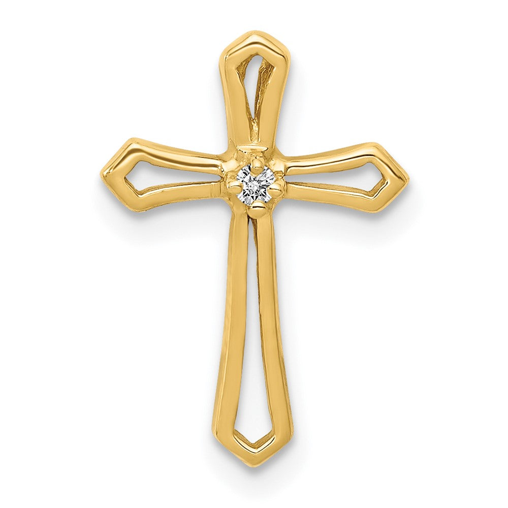 14K Gelbgold AA Echtdiamant-Kreuzanhänger