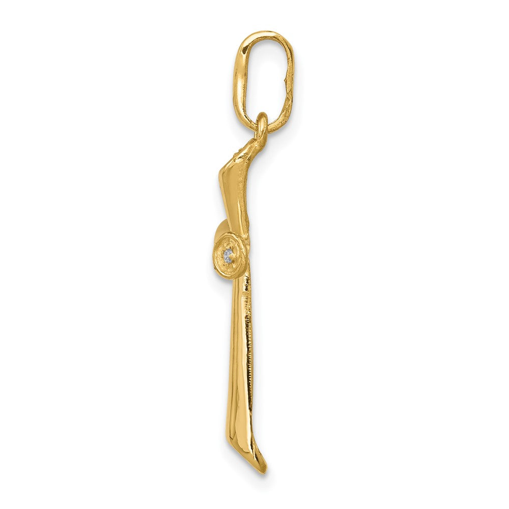 14K Gelbgold AA Echter Diamant Kreuzanhänger