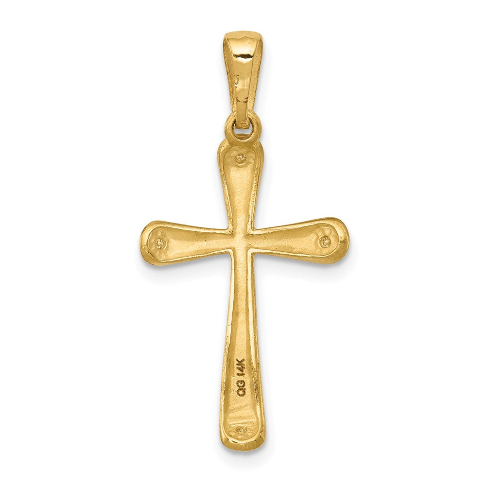 14K Gelbgold AA Echter Diamant Kreuzanhänger