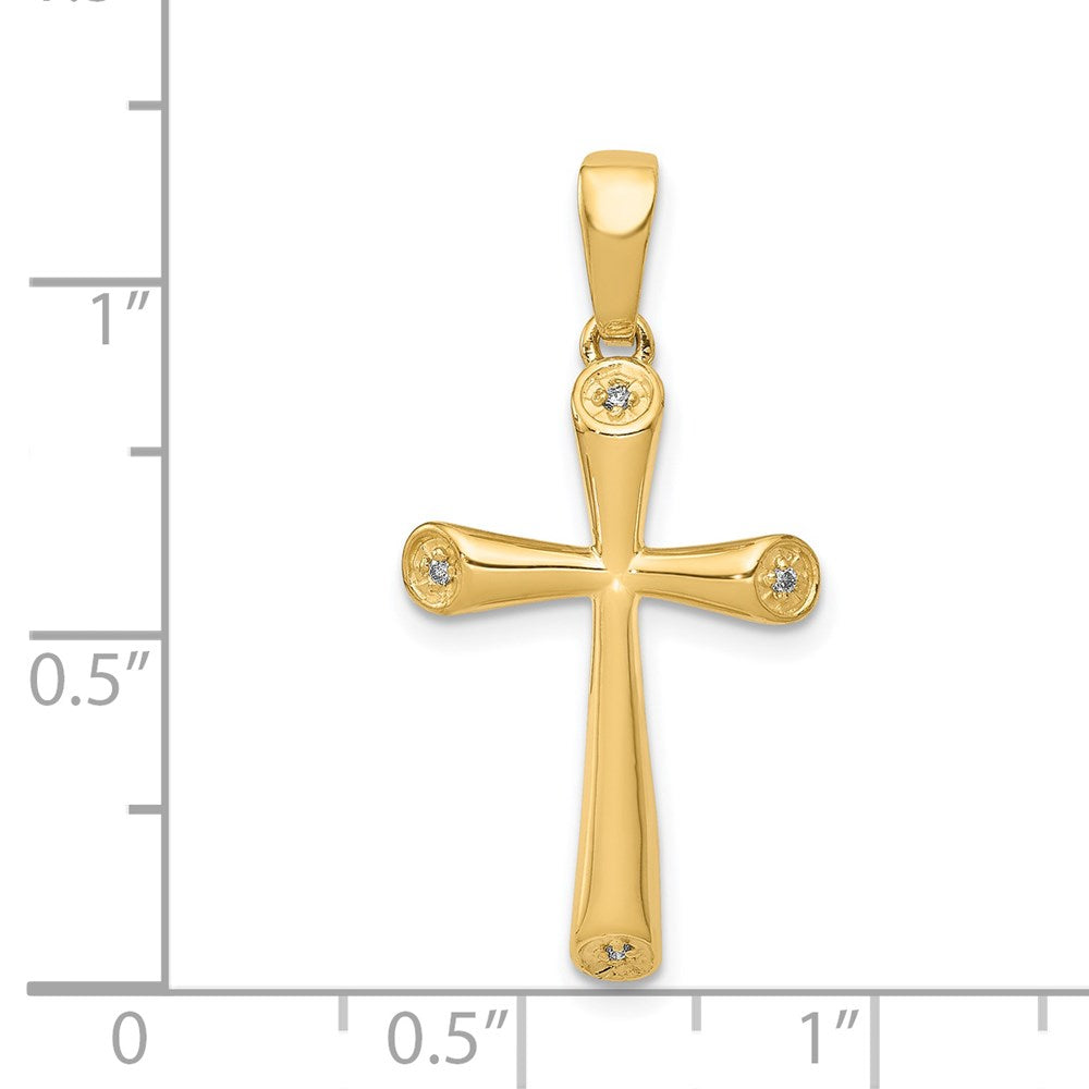14K Gelbgold AA Echter Diamant Kreuzanhänger