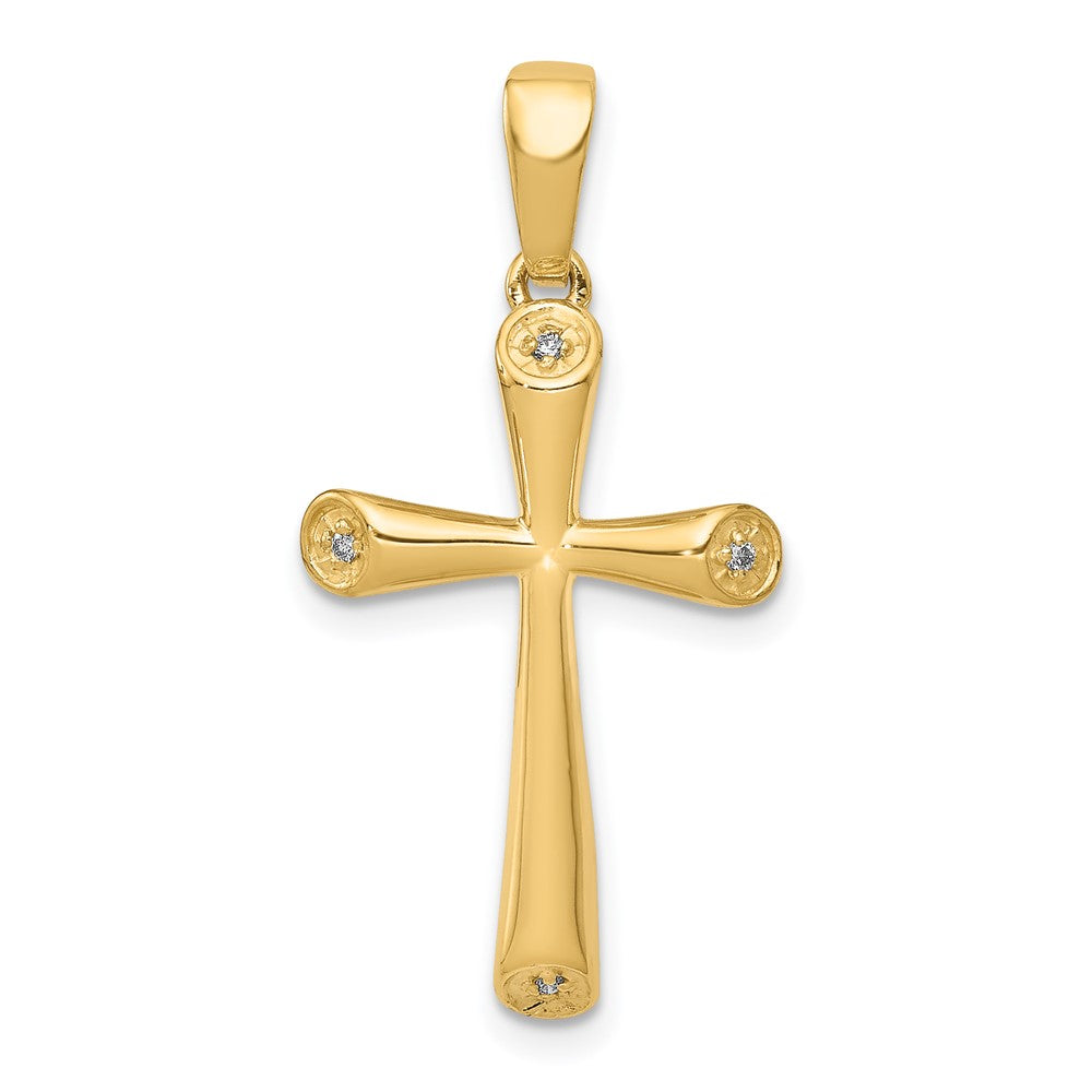 14K Gelbgold AA Echter Diamant Kreuzanhänger