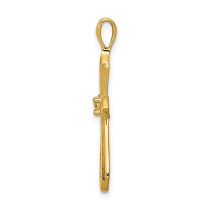 14K Gelbgold AA Echter Diamant Passionskreuz-Anhänger