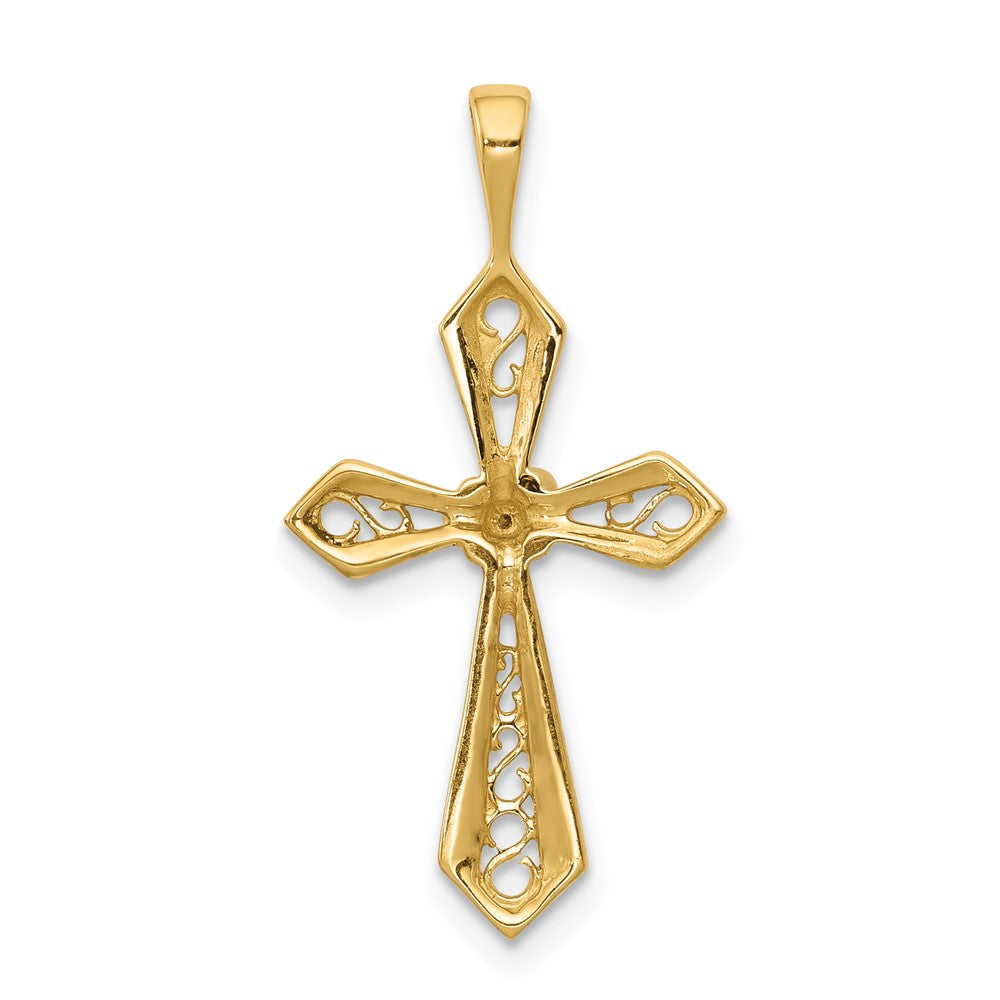 14K Gelbgold AA Echter Diamant Passionskreuz-Anhänger