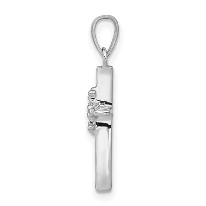 14K Weißgold 0,01 ct. Echter Diamant Polierter Budenkreuz-Anhänger