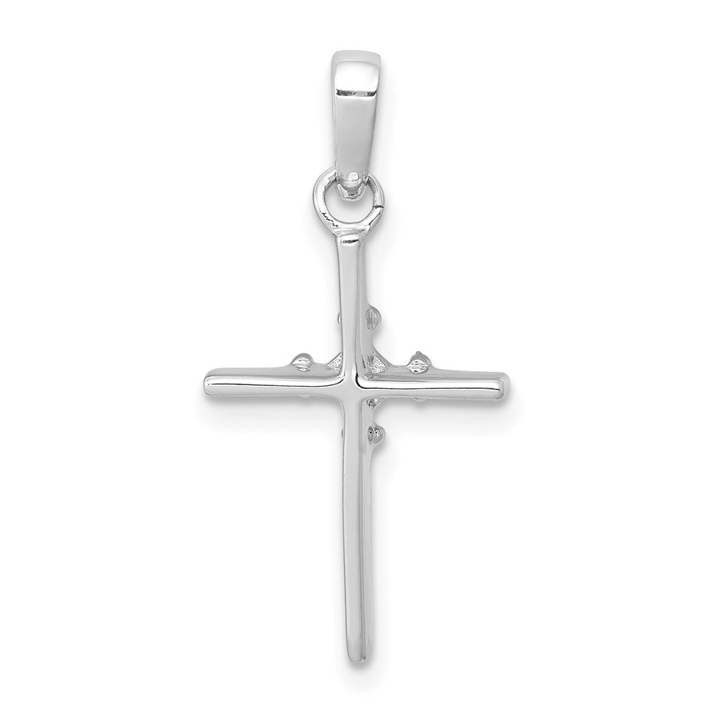 14K Weißgold 0,01 ct. Echter Diamant Polierter Budenkreuz-Anhänger