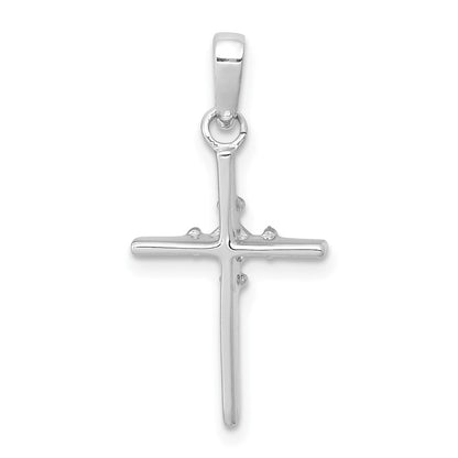 14K Weißgold 0,01 ct. Echter Diamant Polierter Budenkreuz-Anhänger