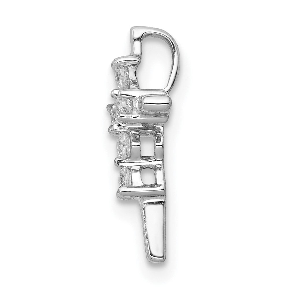 14K Weißgold 1/6ct. Echt Diamant Kreuz Kette Anhänger