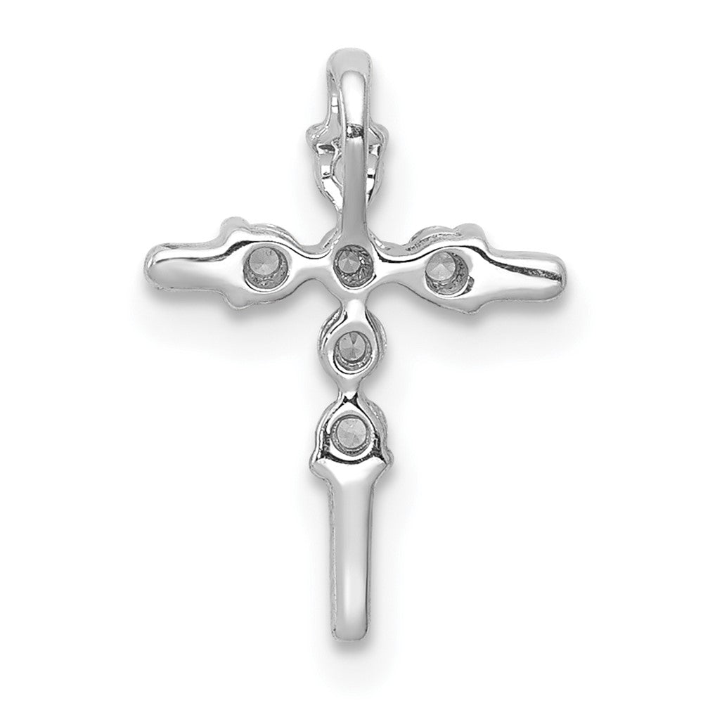 14K Weißgold 1/6ct. Echt Diamant Kreuz Kette Anhänger