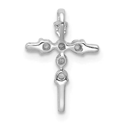 14K Weißgold 1/6ct. Echt Diamant Kreuz Kette Anhänger