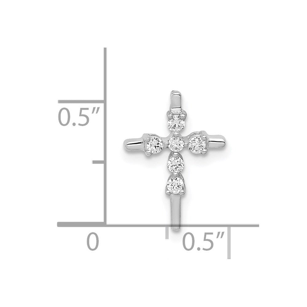 14K Weißgold 1/6ct. Echt Diamant Kreuz Kette Anhänger