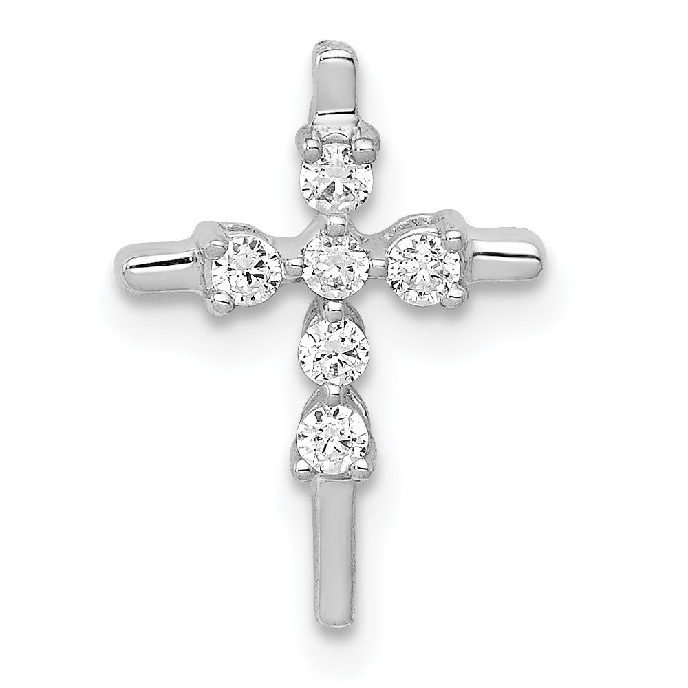 14K Weißgold 1/6ct. Echt Diamant Kreuz Kette Anhänger