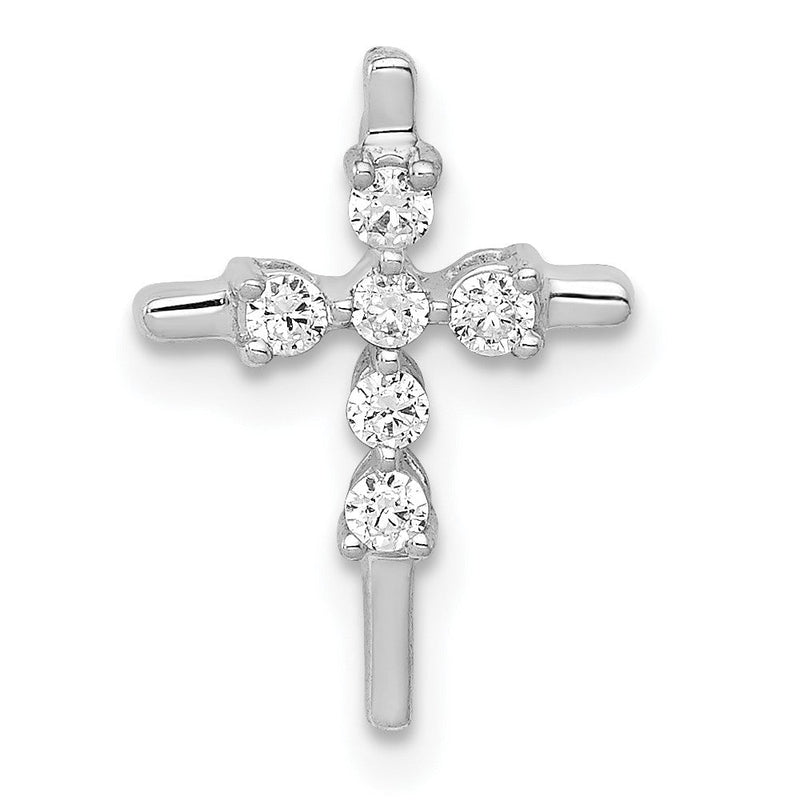 14K Weißgold 1/6ct. Echt Diamant Kreuz Kette Anhänger