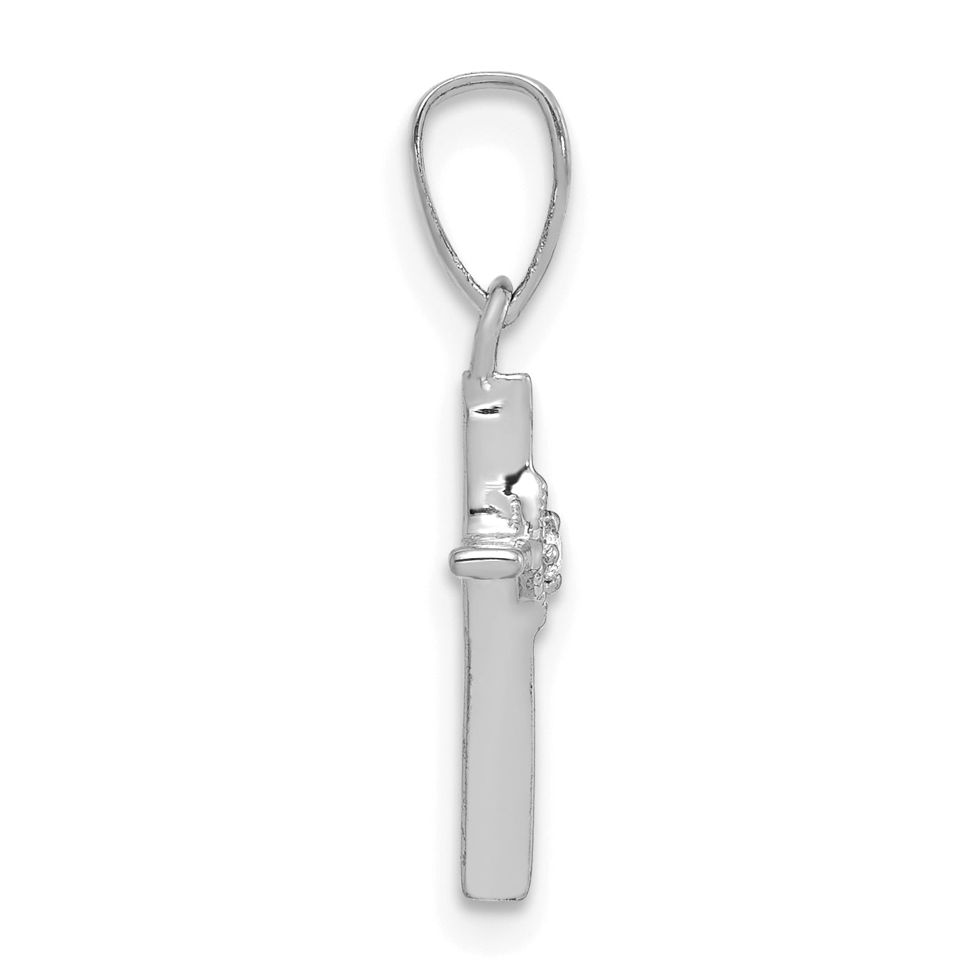 10K Weißgold 10K Klein.01ct. Diamant Kreuz Anhänger