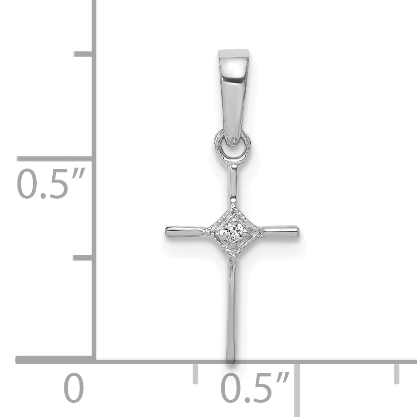10K Weißgold 10K Klein.01ct. Diamant Kreuz Anhänger